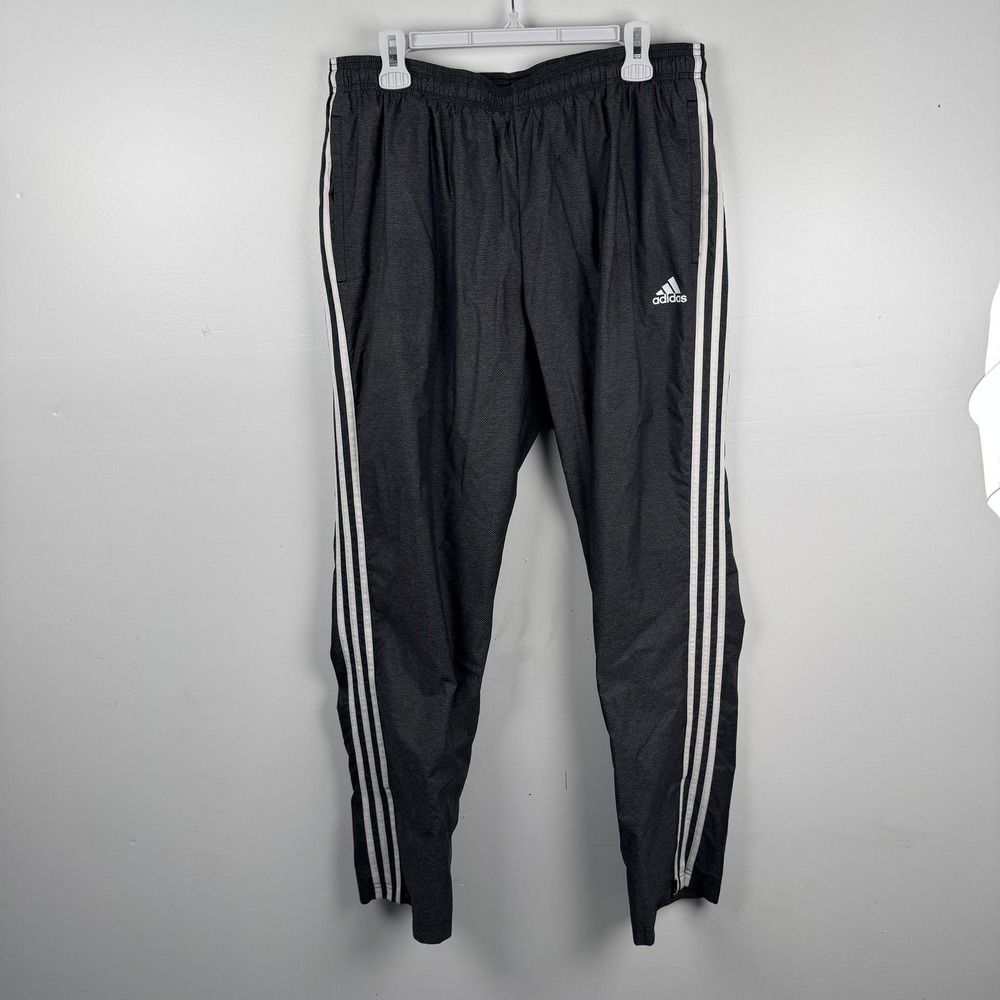 Adidas Pants Mens XL Three Stripe Track Athletic Tapered Zip Ankle Drawstring